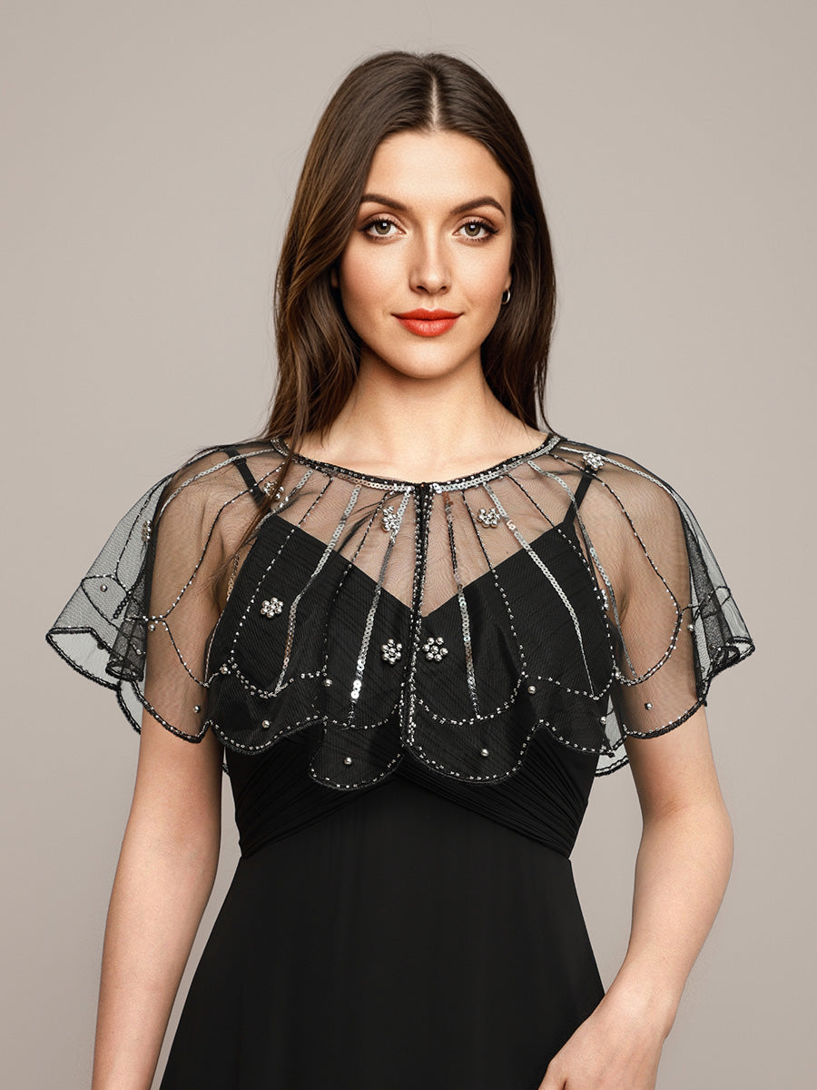 Irregular Sequined Shawl For Special Occasions