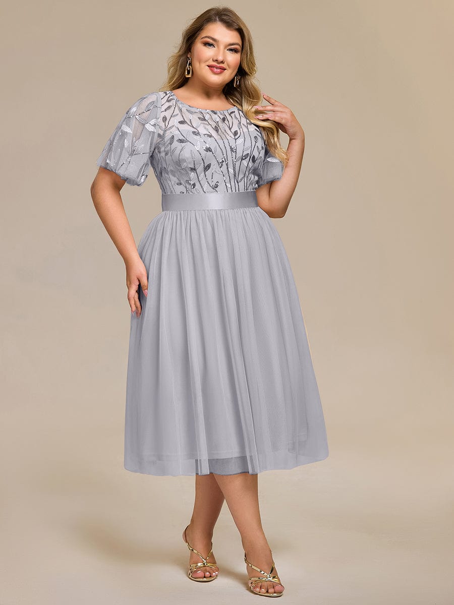 pretty TAYLOR|Plus Size Sequin Leaf Wedding Guest Dress