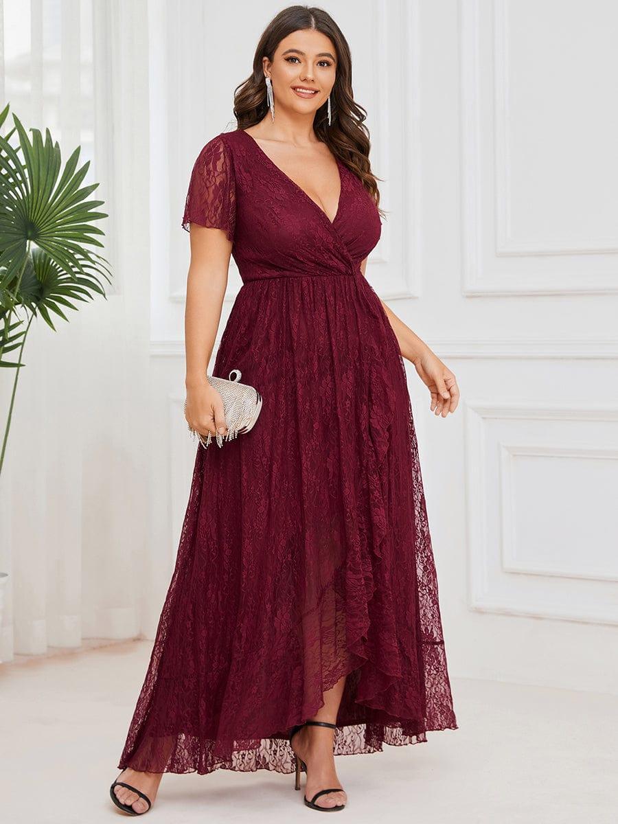 pretty ELISE|Plus Size Ruffled Lace Formal Evening Dress