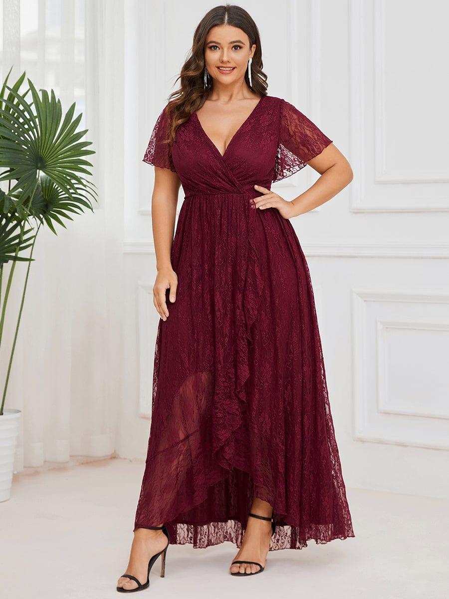 pretty ELISE|Plus Size Ruffled Lace Formal Evening Dress