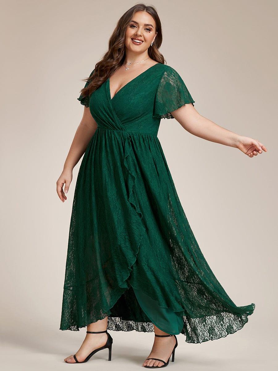 pretty ELISE|Plus Size Ruffled Lace Formal Evening Dress