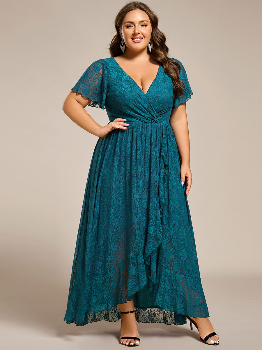 pretty ELISE|Plus Size Ruffled Lace Formal Evening Dress