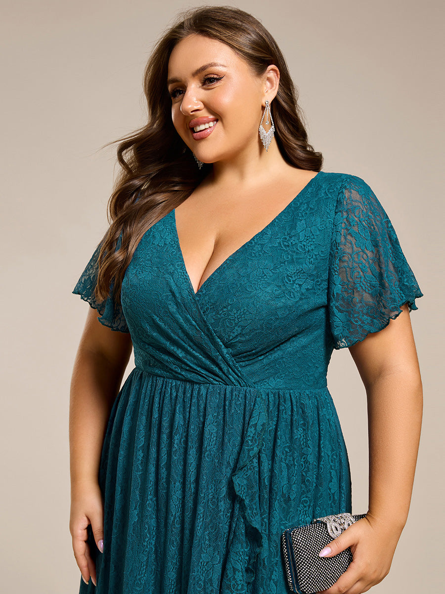 pretty ELISE|Plus Size Ruffled Lace Formal Evening Dress