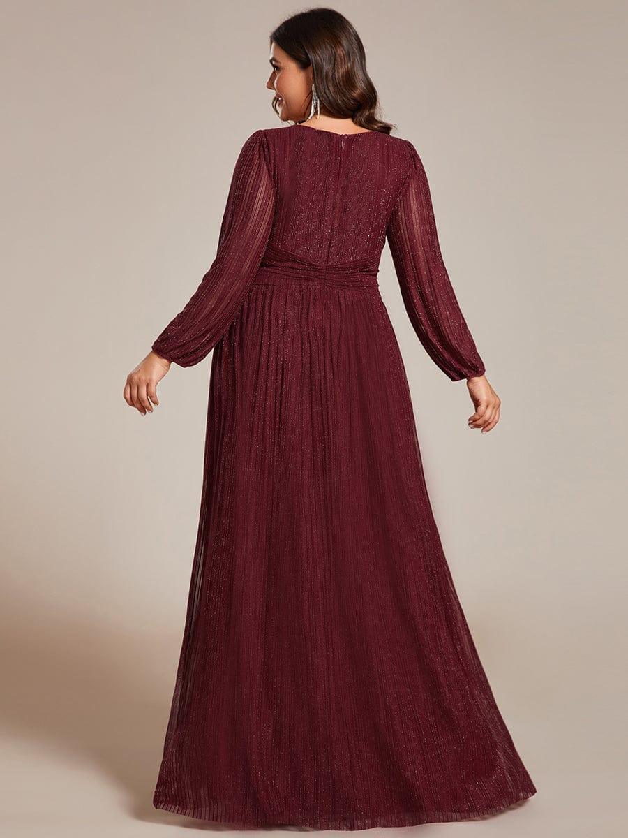 pretty BRYM|Plus Size Dazzling Empire Waist See-Through Long Sleeves A-Line Evening Dress