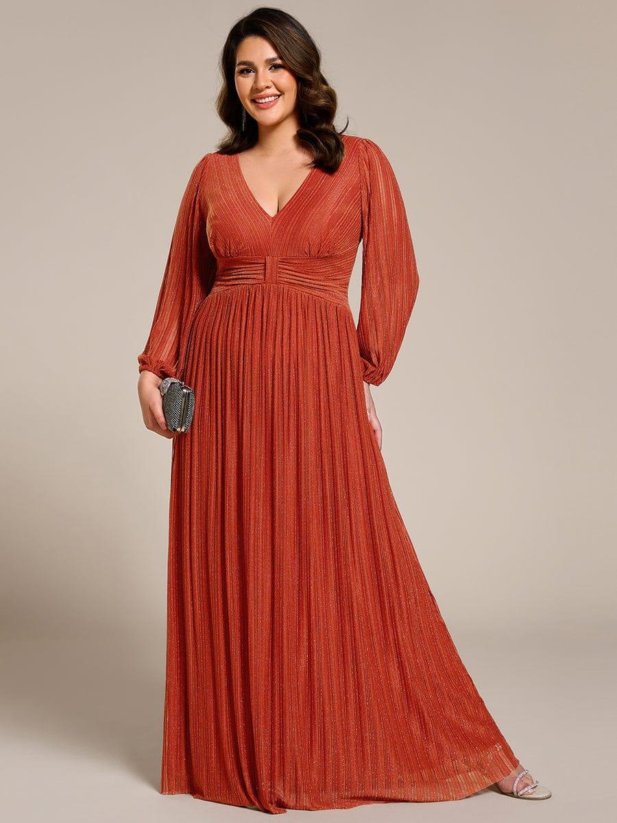 pretty BRYM|Plus Size Dazzling Empire Waist See-Through Long Sleeves A-Line Evening Dress