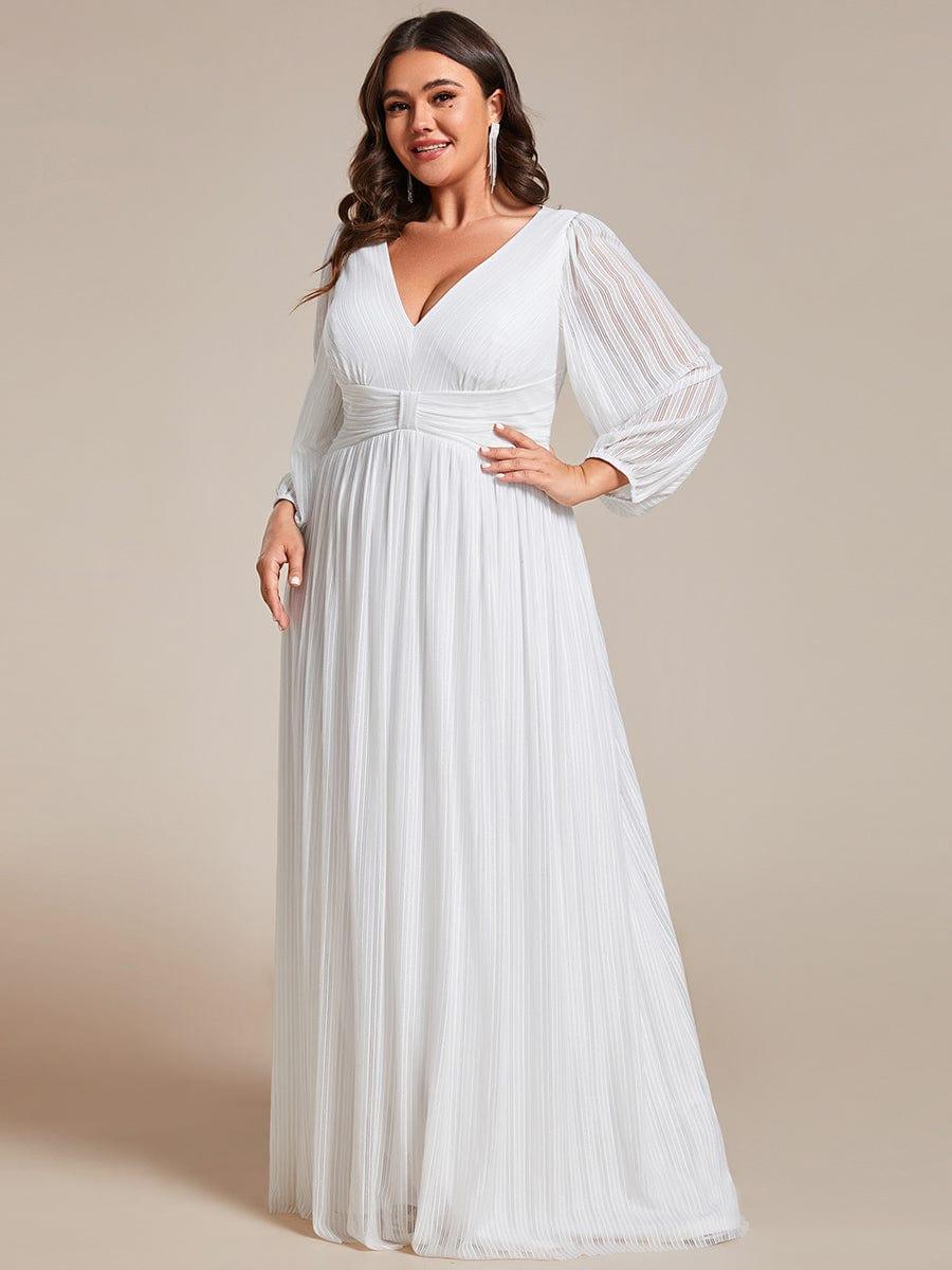 pretty BRYM|Plus Size Dazzling Empire Waist See-Through Long Sleeves A-Line Evening Dress