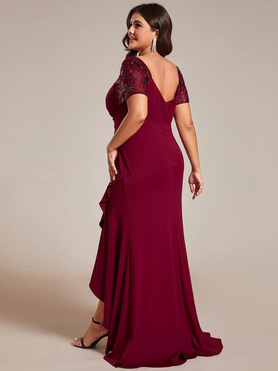 Plus Size High-Low V-Neck Bodycon Fishtail Formal Evening Dress