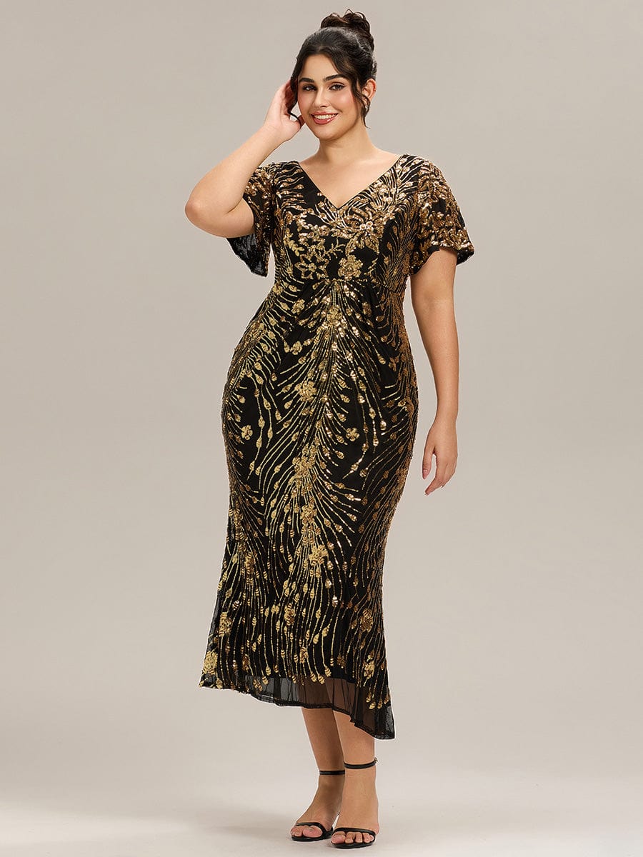 pretty PALMER|Plus Size Sequin Mermaid Formal Dress