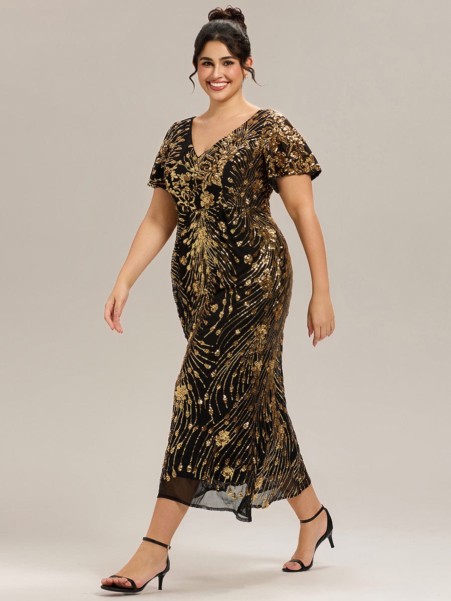 pretty PALMER|Plus Size Sequin Mermaid Formal Dress