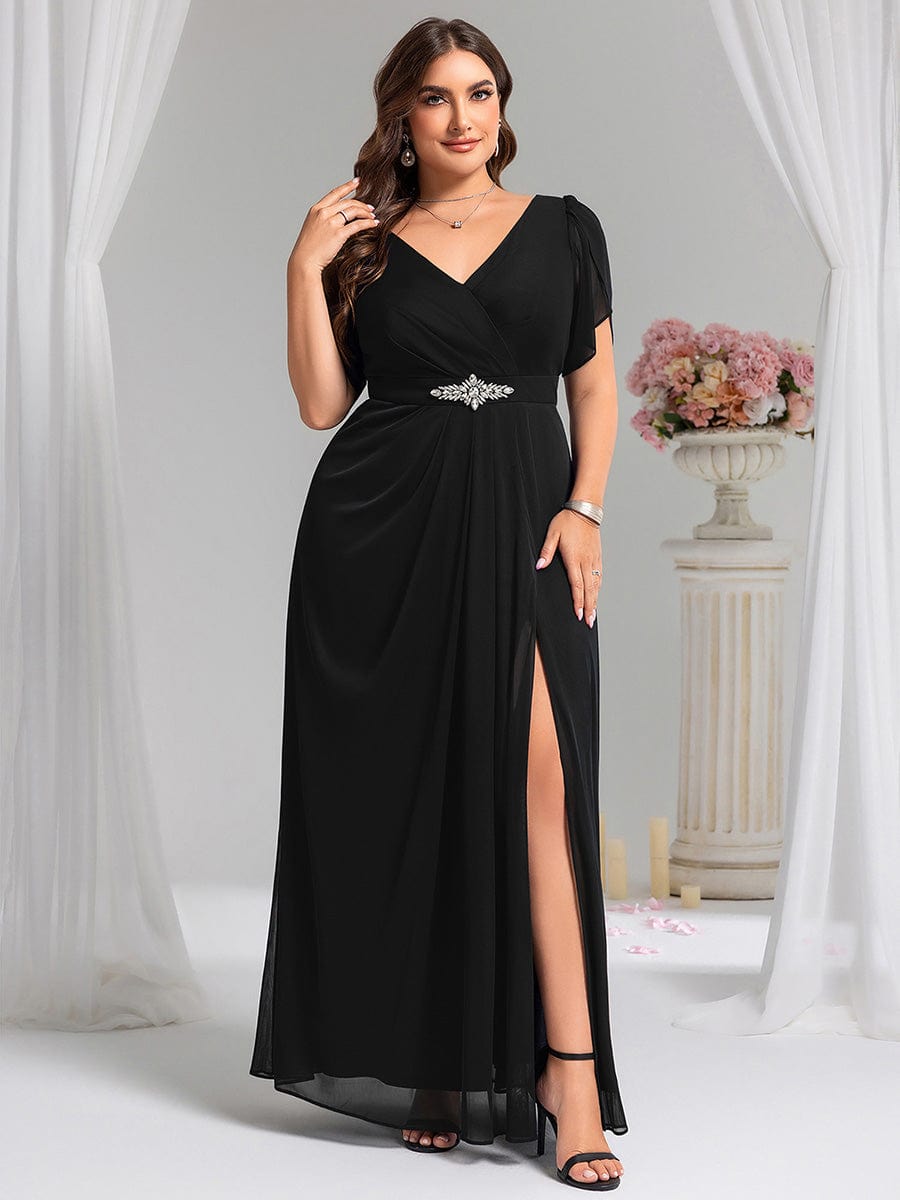 pretty NOAH|Plus Size Waist Decoration Chiffon A-Line Formal Dress