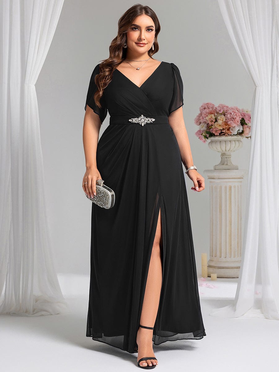 pretty NOAH|Plus Size Waist Decoration Chiffon A-Line Formal Dress