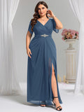 pretty NOAH|Plus Size Waist Decoration Chiffon A-Line Formal Dress