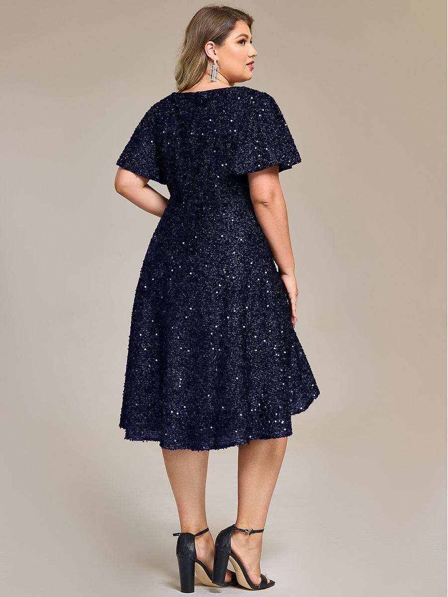 pretty CALISTEA|Plus Size Sequin Ruffle Sleeve Formal Dress