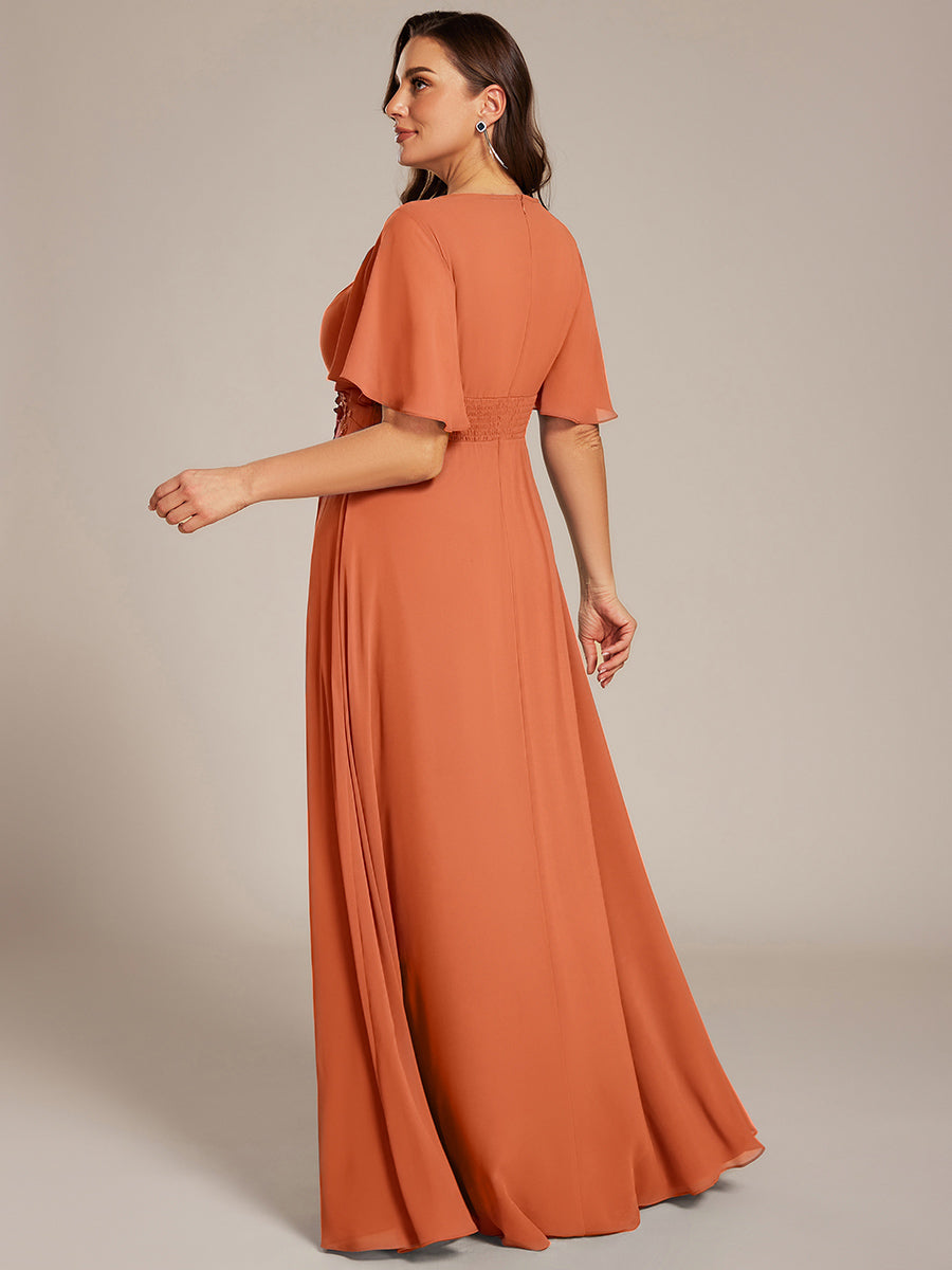 pretty ASPYN|Plus Size Pleated Waist Applique Maxi Bridesmaid Dress