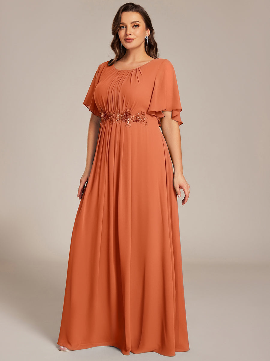 pretty ASPYN|Plus Size Pleated Waist Applique Chiffon Maxi Formal Dress