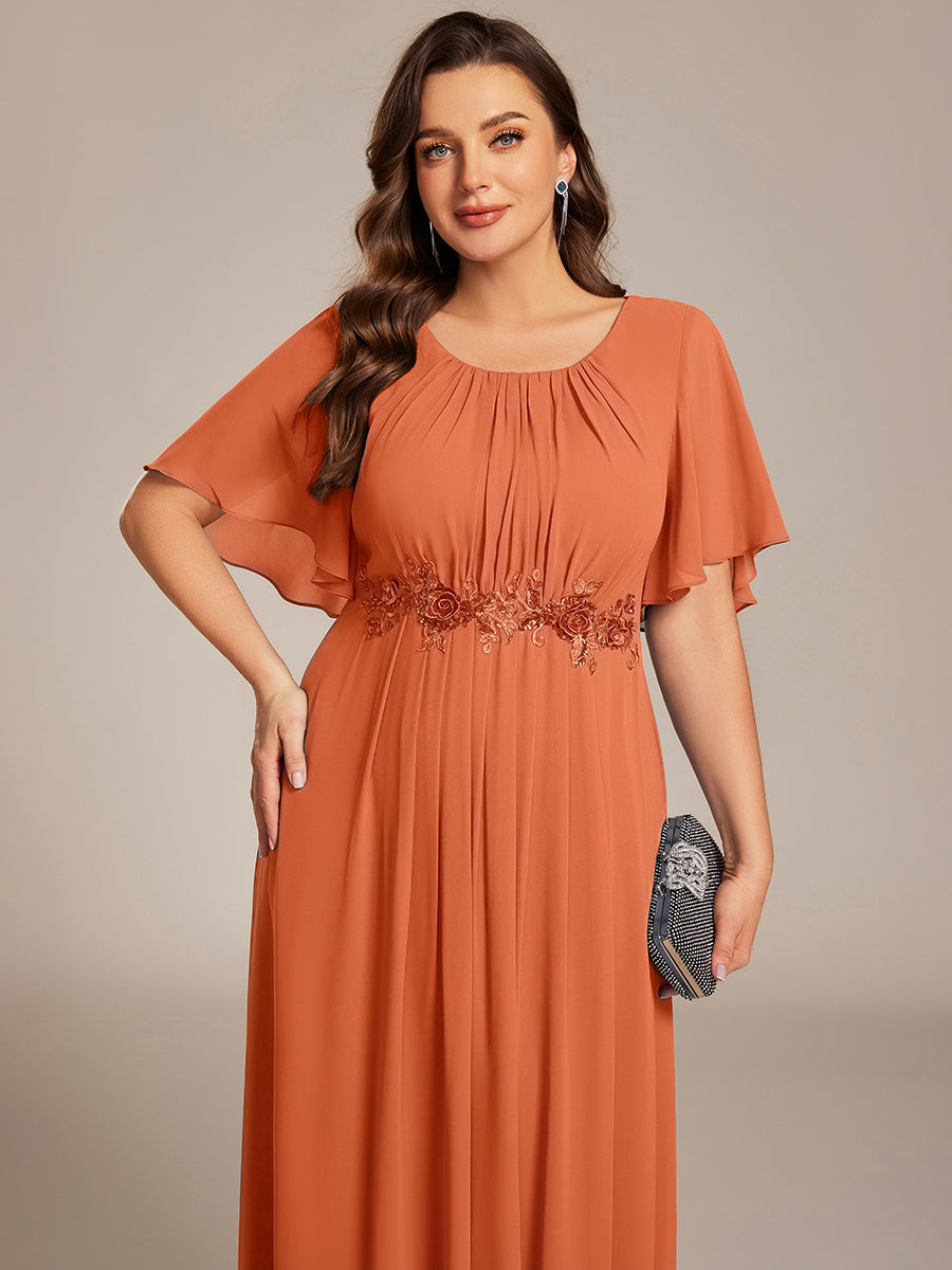 pretty ASPYN|Plus Size Pleated Waist Applique Maxi Bridesmaid Dress