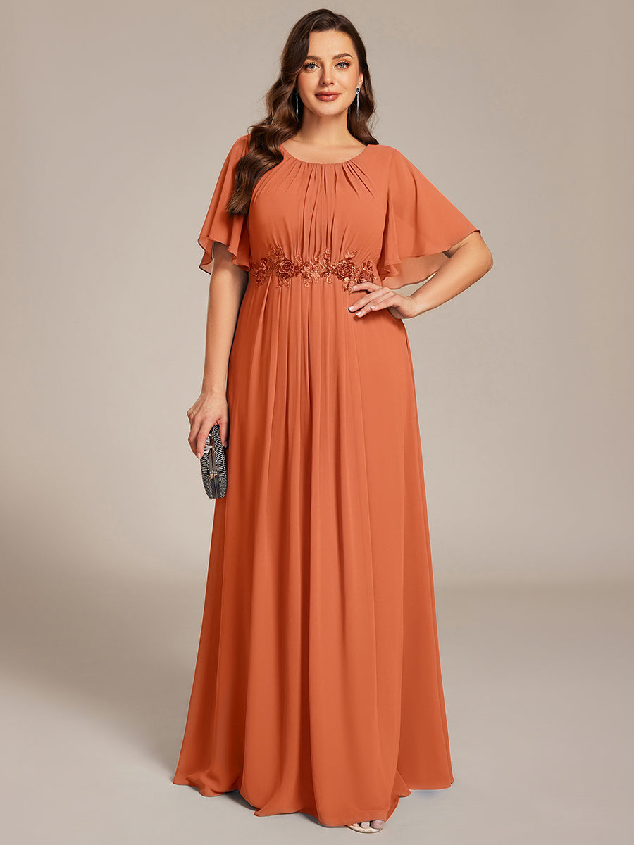 pretty ASPYN|Plus Size Pleated Waist Applique Chiffon Maxi Formal Dress