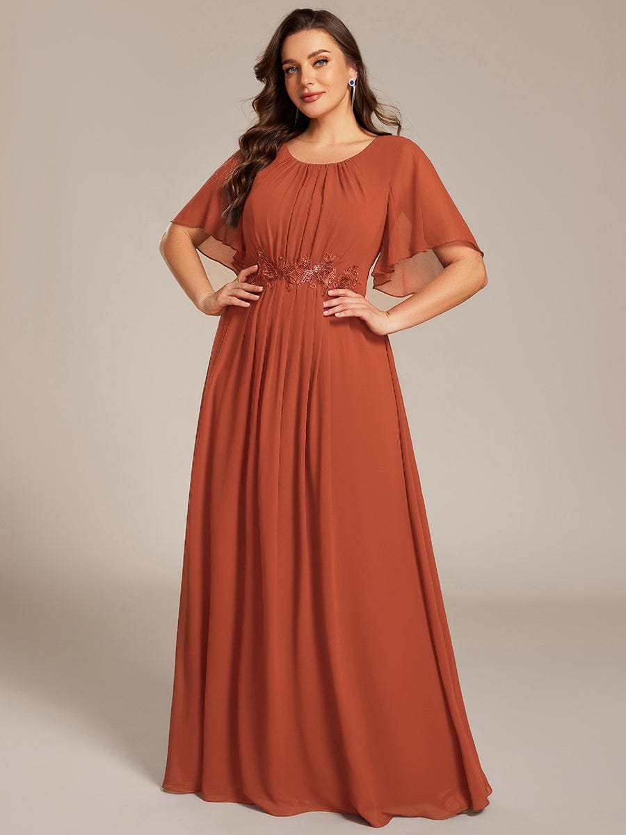 pretty ASPYN|Plus Size Pleated Waist Applique Chiffon Maxi Formal Dress