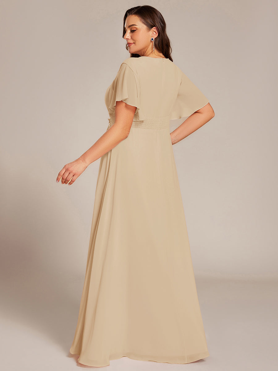 pretty ASPYN|Plus Size Pleated Waist Applique Maxi Bridesmaid Dress