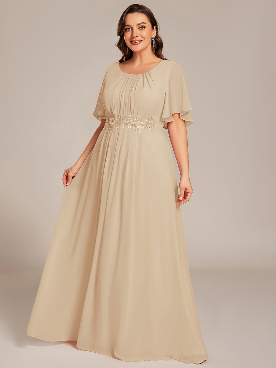pretty ASPYN|Plus Size Pleated Waist Applique Chiffon Maxi Formal Dress