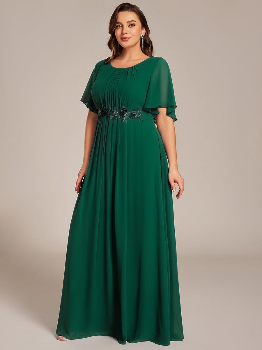 pretty ASPYN|Plus Size Pleated Waist Applique Maxi Bridesmaid Dress
