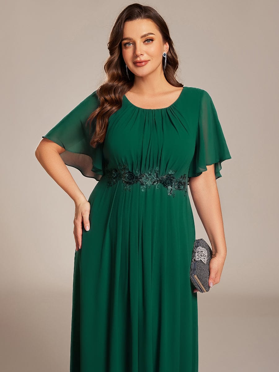 pretty ASPYN|Plus Size Pleated Waist Applique Maxi Bridesmaid Dress