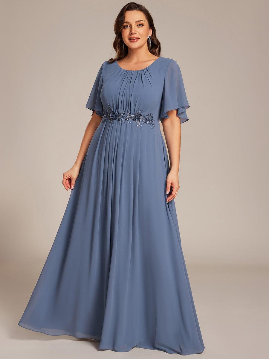 pretty ASPYN|Plus Size Pleated Waist Applique Chiffon Maxi Formal Dress