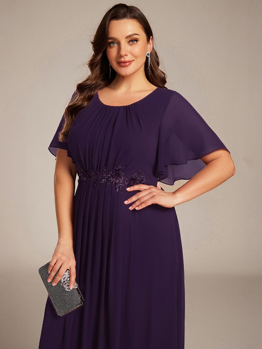 pretty ASPYN|Plus Size Pleated Waist Applique Chiffon Maxi Formal Dress