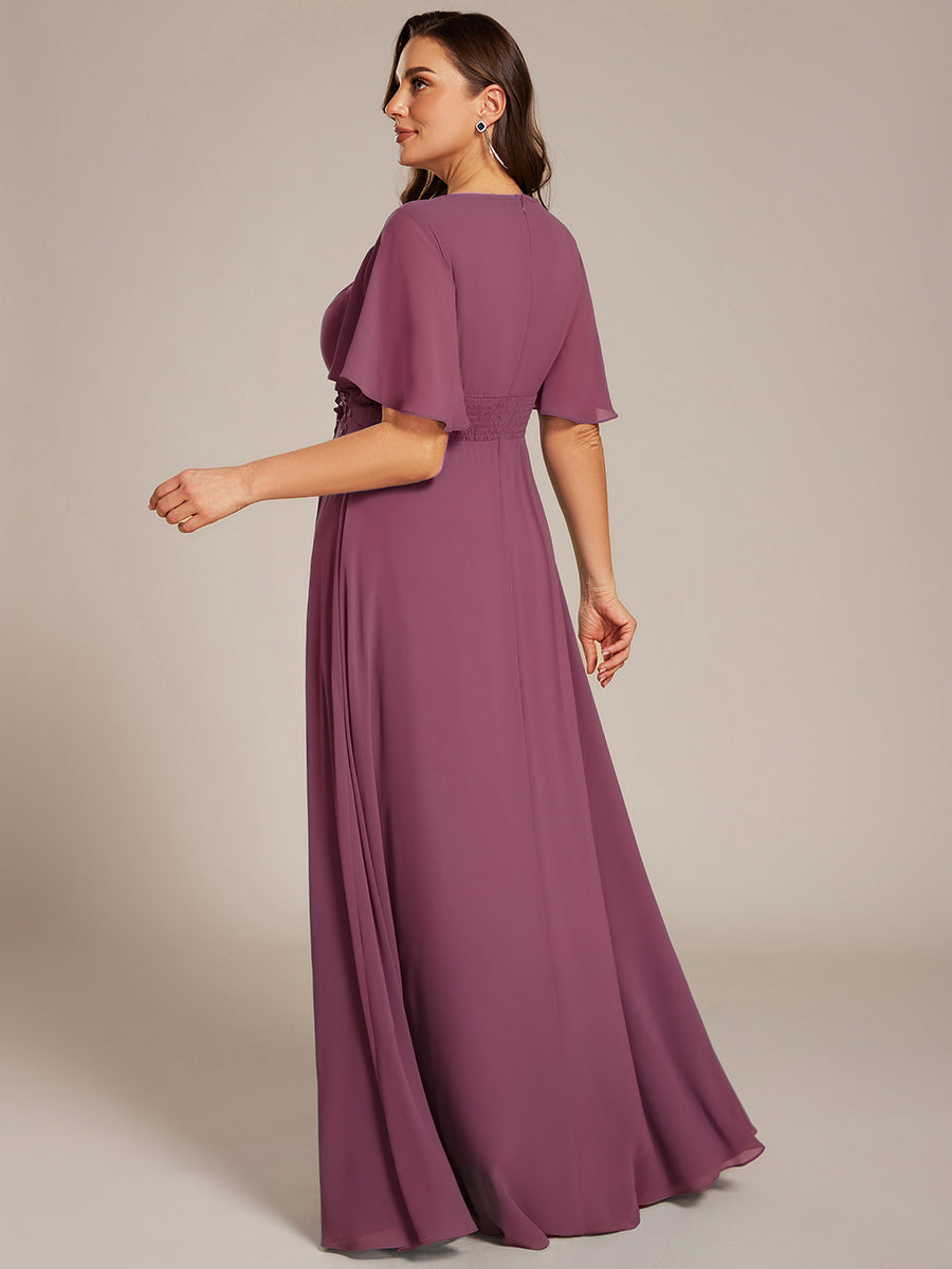 pretty ASPYN|Plus Size Pleated Waist Applique Chiffon Maxi Formal Dress