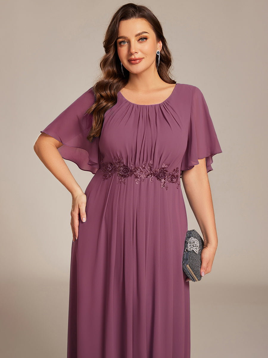 pretty ASPYN|Plus Size Pleated Waist Applique Maxi Bridesmaid Dress
