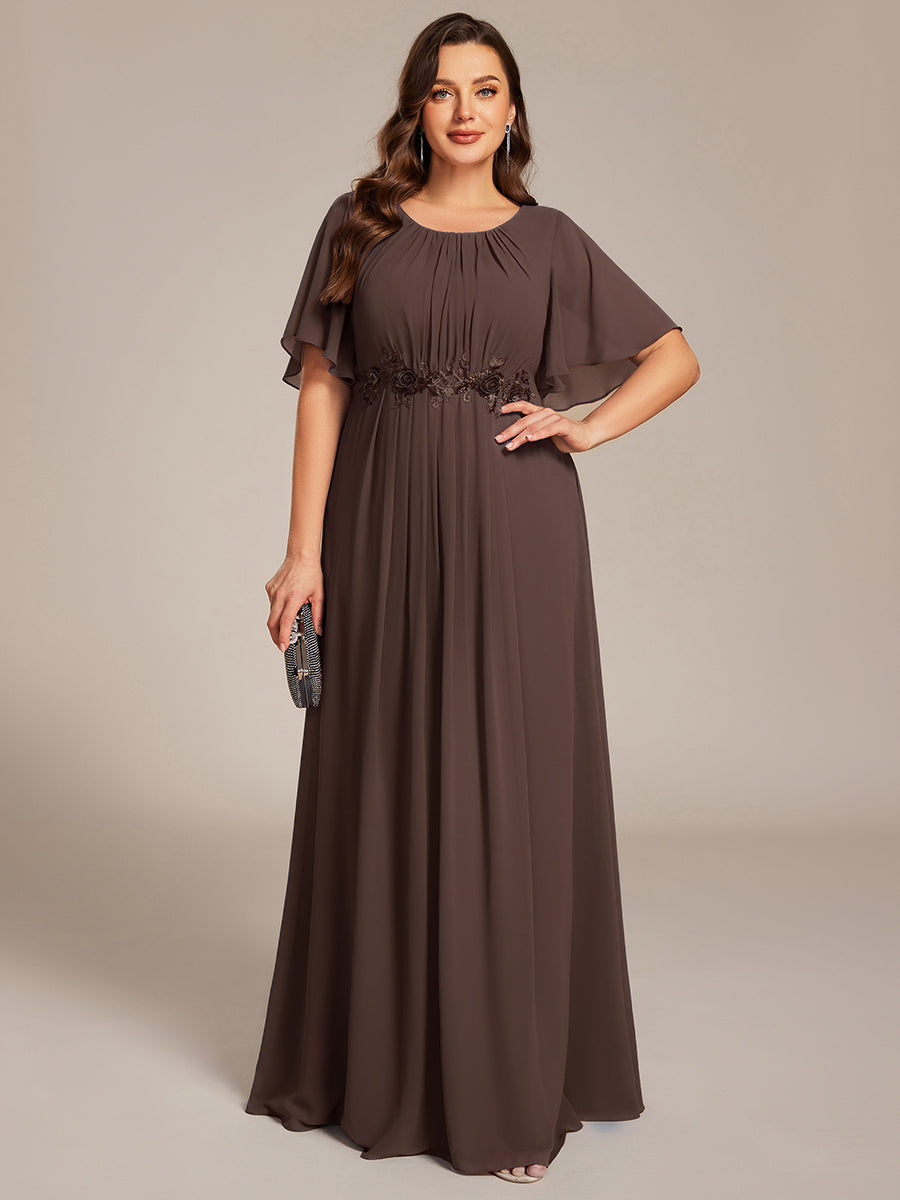 pretty ASPYN|Plus Size Pleated Waist Applique Maxi Bridesmaid Dress