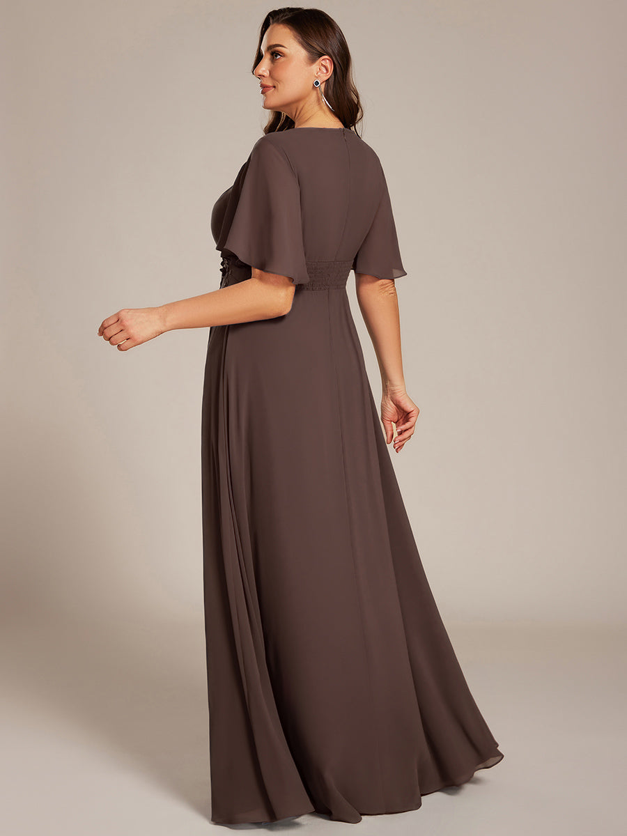 pretty ASPYN|Plus Size Pleated Waist Applique Maxi Bridesmaid Dress