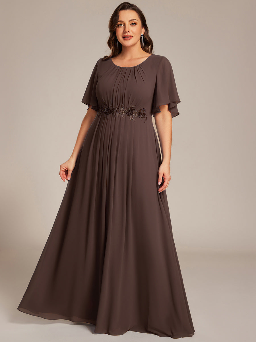 pretty ASPYN|Plus Size Pleated Waist Applique Maxi Bridesmaid Dress