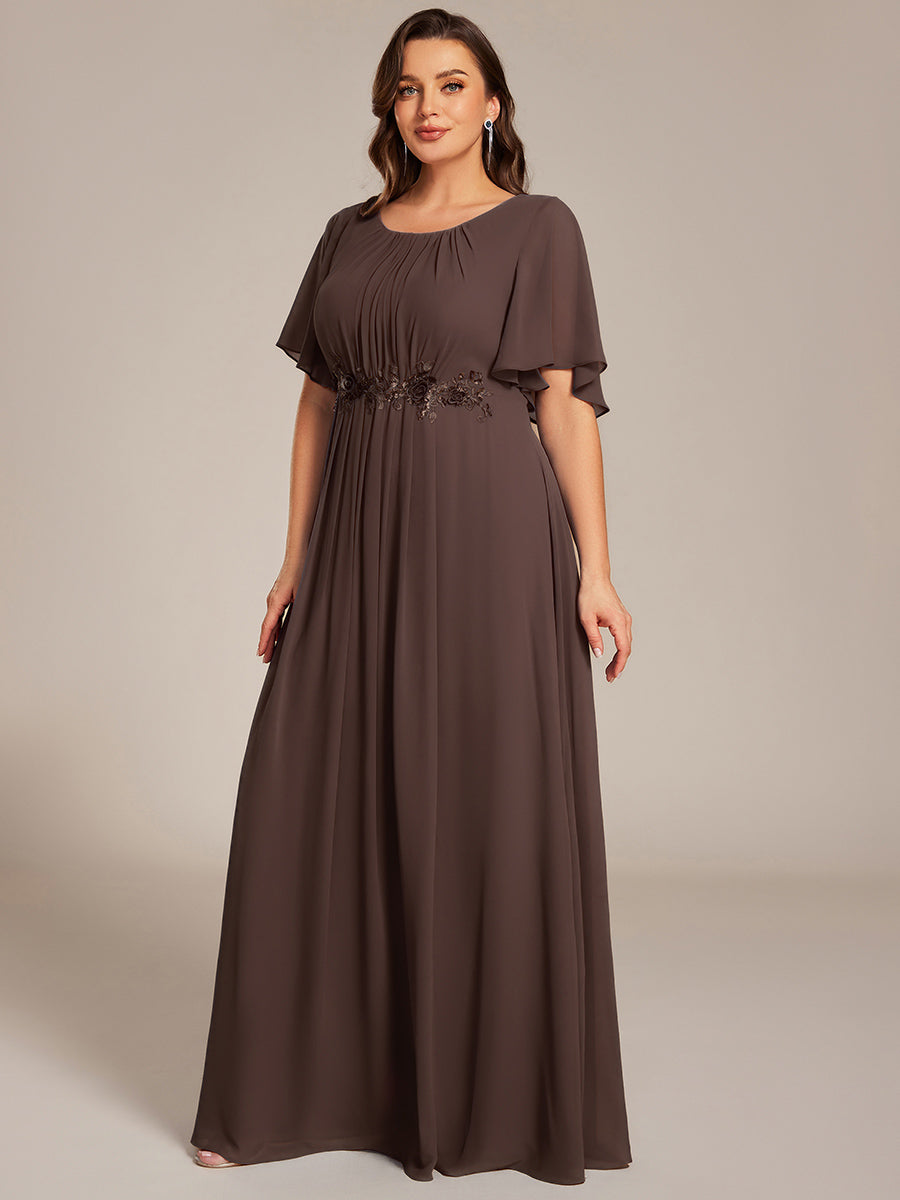 pretty ASPYN|Plus Size Pleated Waist Applique Chiffon Maxi Formal Dress