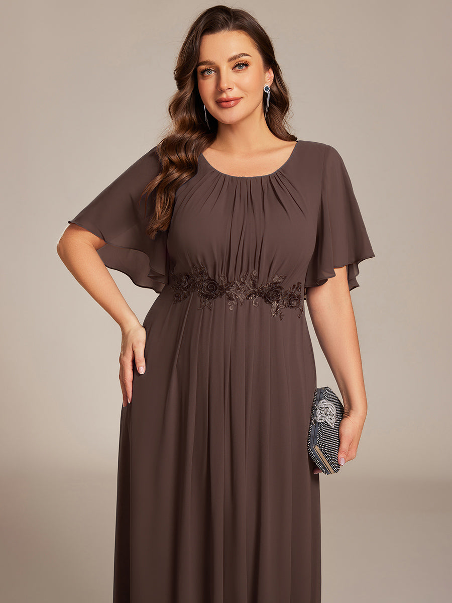 pretty ASPYN|Plus Size Pleated Waist Applique Maxi Bridesmaid Dress