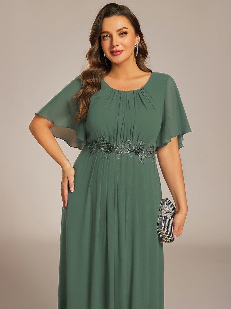 pretty ASPYN|Plus Size Pleated Waist Applique Chiffon Maxi Formal Dress