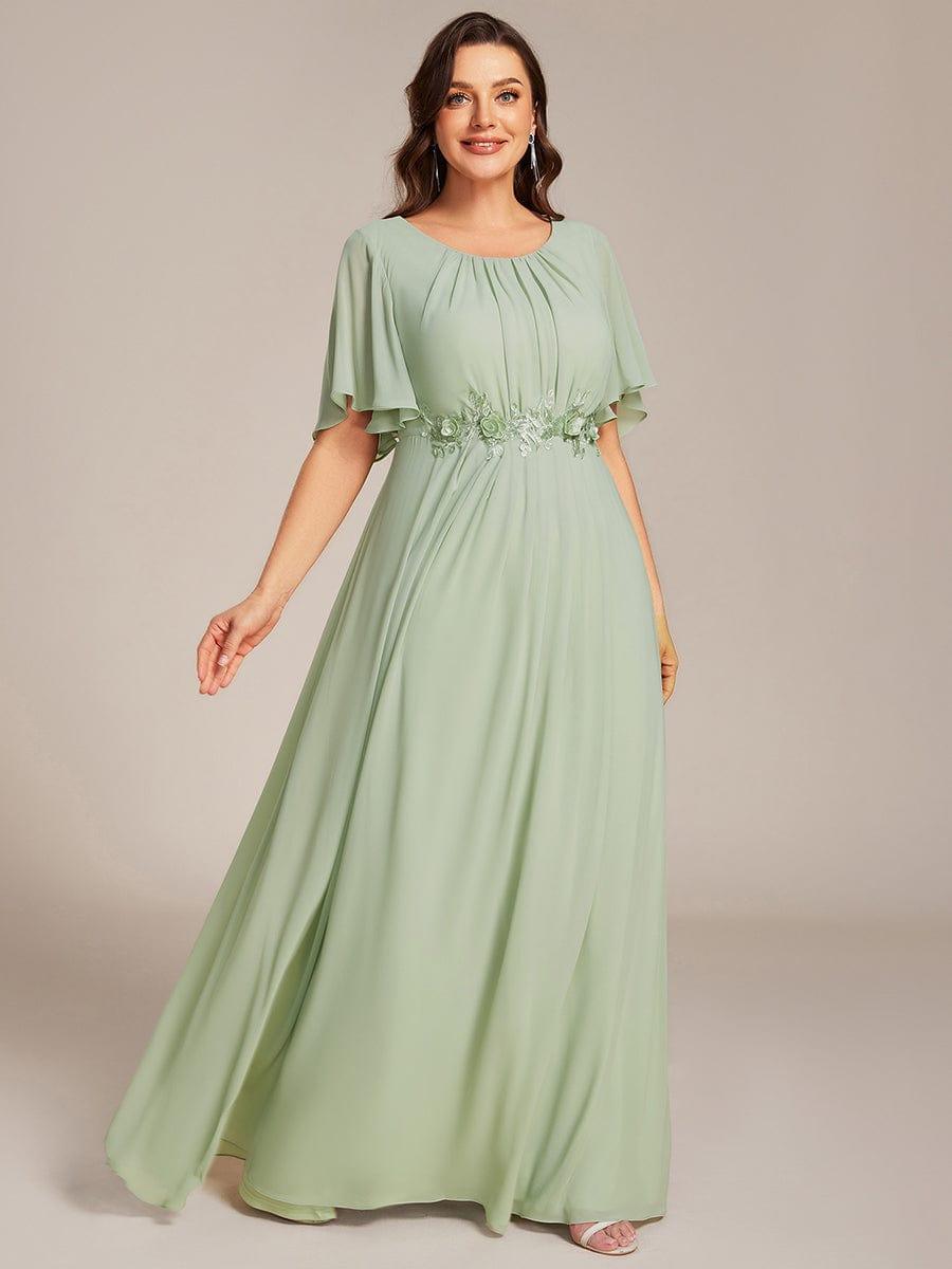 pretty ASPYN|Plus Size Pleated Waist Applique Chiffon Maxi Formal Dress