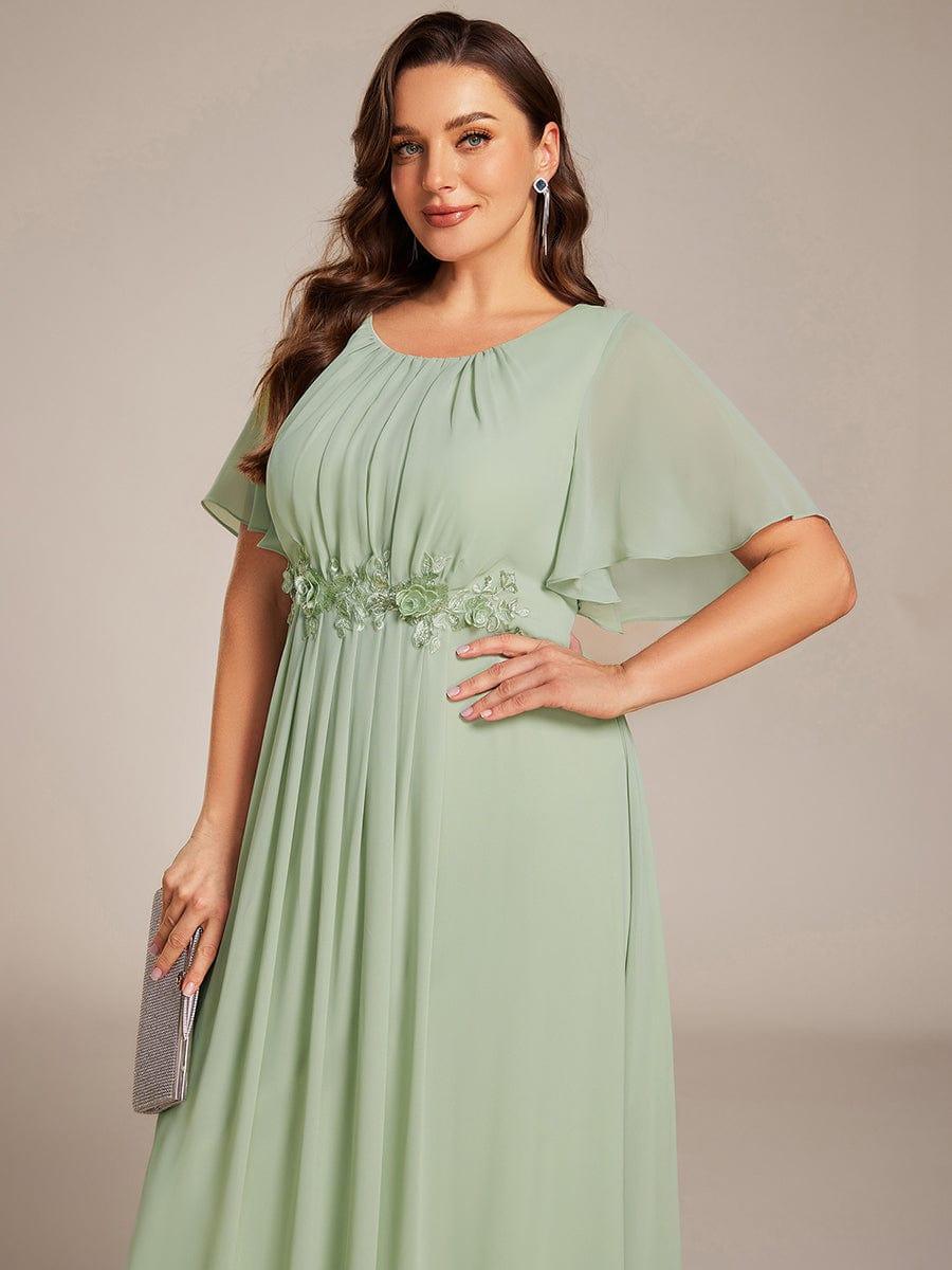 pretty ASPYN|Plus Size Pleated Waist Applique Chiffon Maxi Formal Dress