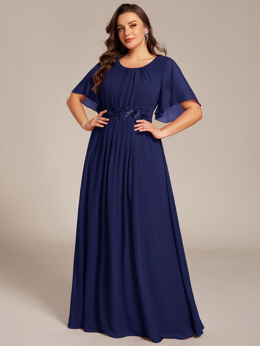 pretty ASPYN|Plus Size Pleated Waist Applique Maxi Bridesmaid Dress