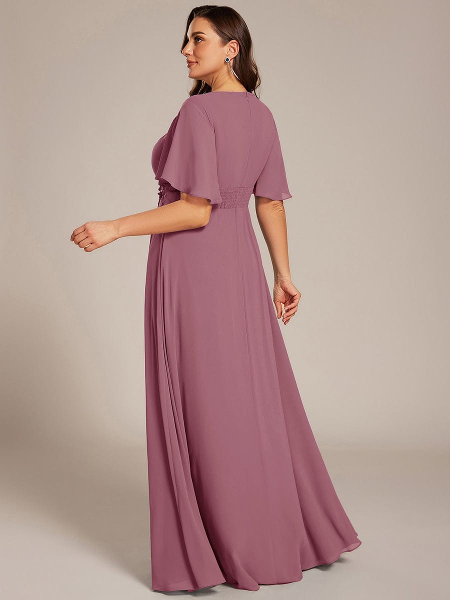 pretty ASPYN|Plus Size Pleated Waist Applique Chiffon Maxi Formal Dress
