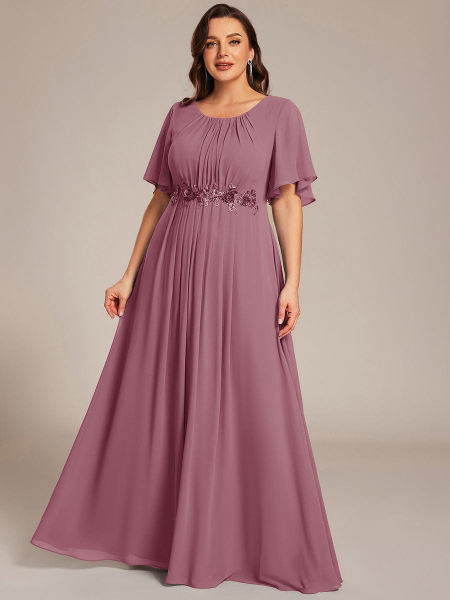 pretty ASPYN|Plus Size Pleated Waist Applique Maxi Bridesmaid Dress