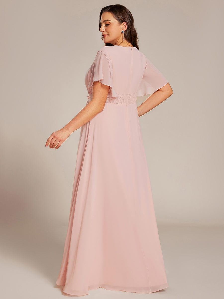 pretty ASPYN|Plus Size Pleated Waist Applique Maxi Bridesmaid Dress