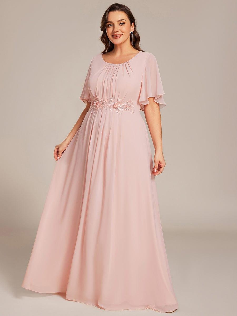 pretty ASPYN|Plus Size Pleated Waist Applique Chiffon Maxi Formal Dress