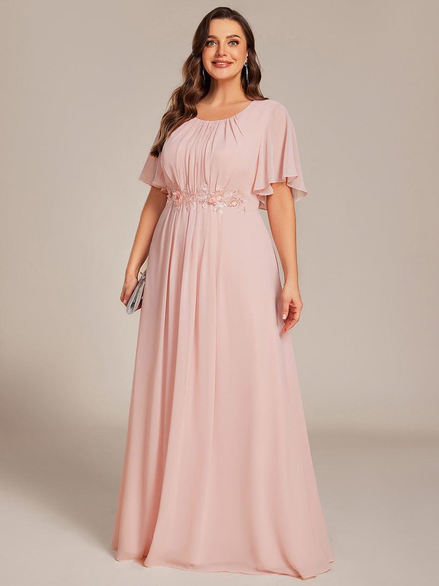 pretty ASPYN|Plus Size Pleated Waist Applique Chiffon Maxi Formal Dress