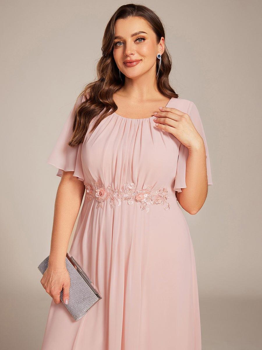 pretty ASPYN|Plus Size Pleated Waist Applique Maxi Bridesmaid Dress