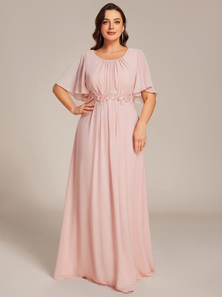 pretty ASPYN|Plus Size Pleated Waist Applique Maxi Bridesmaid Dress