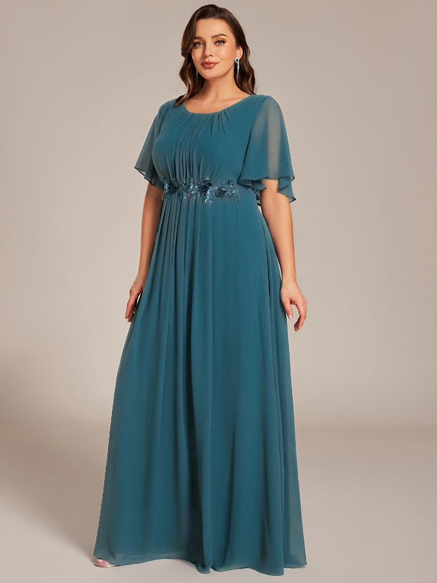 pretty ASPYN|Plus Size Pleated Waist Applique Chiffon Maxi Formal Dress