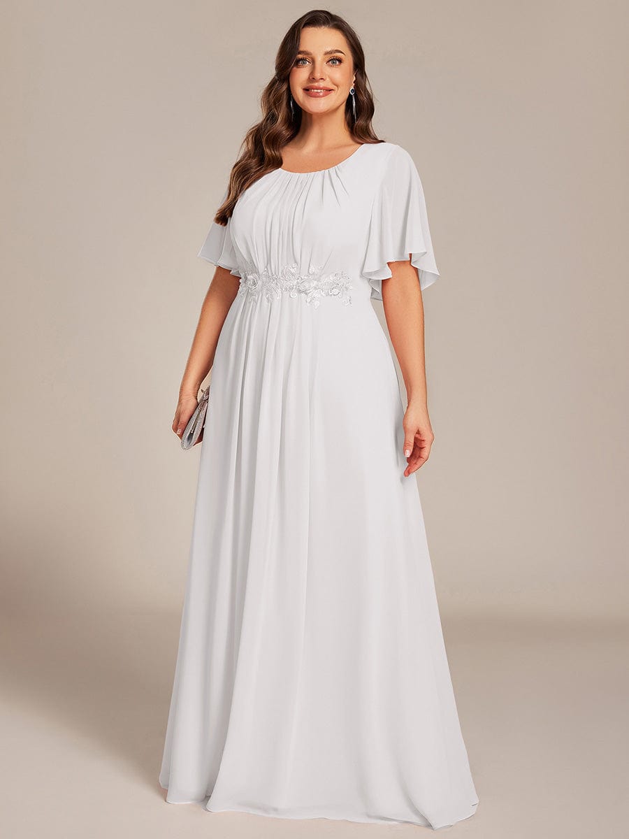 pretty ASPYN|Plus Size Pleated Waist Applique Maxi Bridesmaid Dress