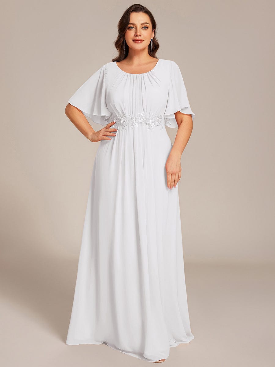 pretty ASPYN|Plus Size Pleated Waist Applique Chiffon Maxi Formal Dress