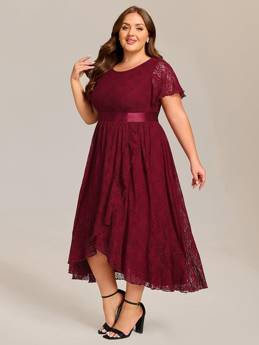 pretty SEVYN|Plus Size Ruffled Sleeve Empire Waist Lace Wedding Guest Dress